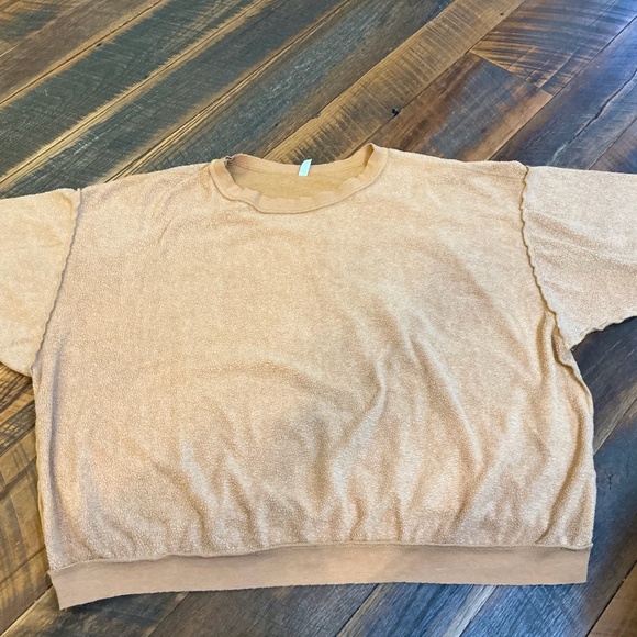 Free People Intimately Fleece Pullover Sweatshirt Split Trim Crew neck size M - Picture 2 of 7